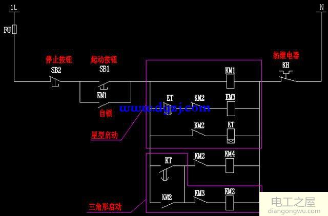 闭式星三角启动电路图详解