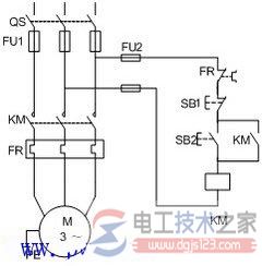 电机单方位运行操纵电路原理图与接线方法